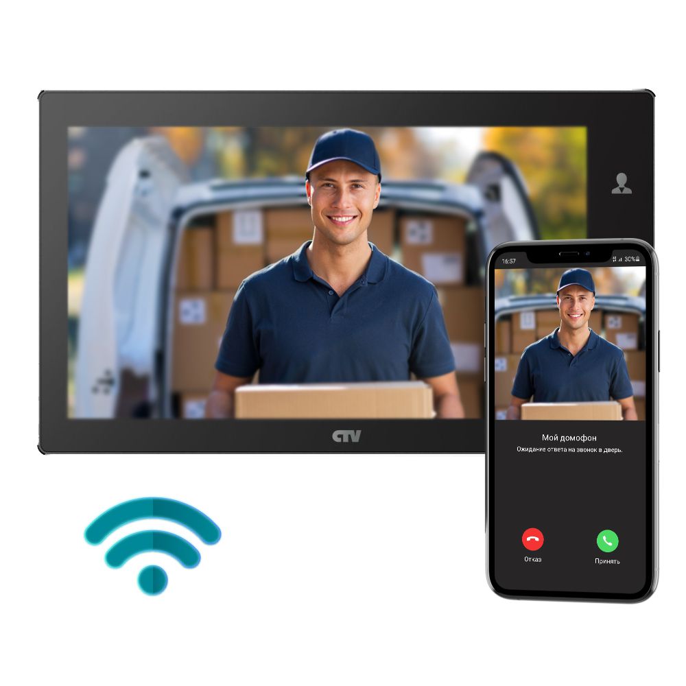 Монитор видеодомофона CTV-M4102FHD с Wi-Fi , 10