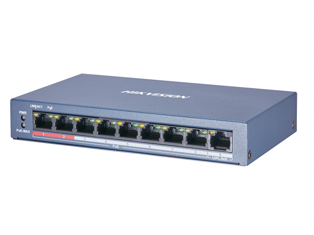 Коммутатор PoE HIKVISION DS-3E0109P-E/M(B) (9 портов 10/100Mb/s; 8xPoE ...