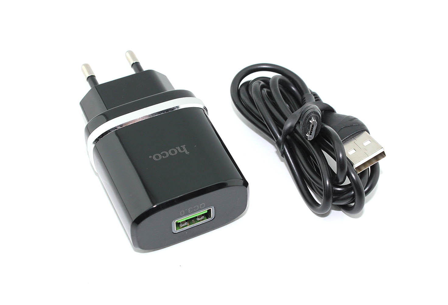 Блок питания (сетевой адаптер) HOCO С12Q Smart QC3.0, кабель Micro USB,  USB, 5V, 3.0A, черный | 092141 | Купить в Москве